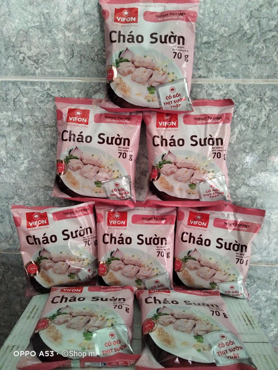 Combo 5 gói cháo VIFON 4 vị (Sườn, Thịt bằm, Gà, Nấm) 70gr - Có thịt thật
