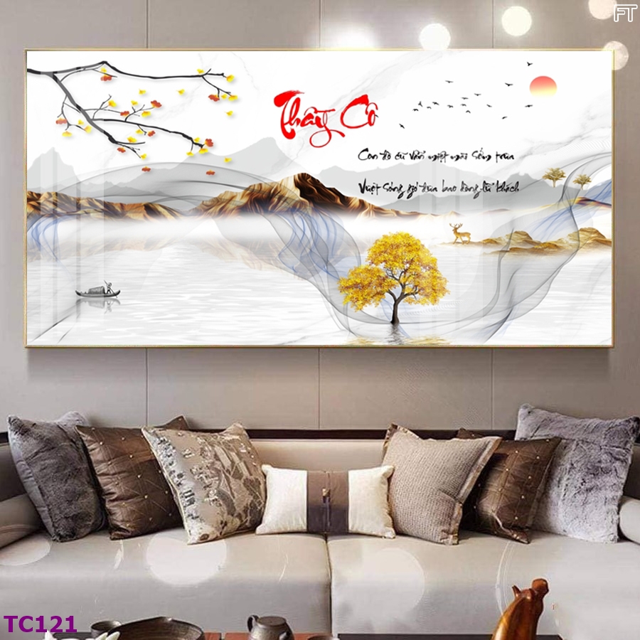 Tranh laminate tráng gương treo tường 20/11 - chữ thư pháp tri ân thầy cô 01