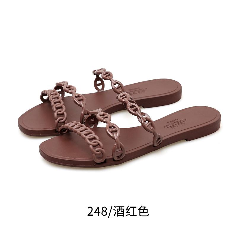Sandal wanita 2019 musim panas model baru jala Merah sandal segaris Pijakan empuk pakaian luar sendal adem Sandal pantai liburan di tepi pantai