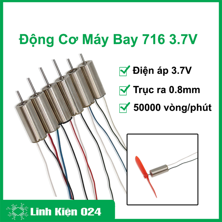 Động cơ máy bay 716 3.7v trục dài 5-8mm đường kính trục 1mm