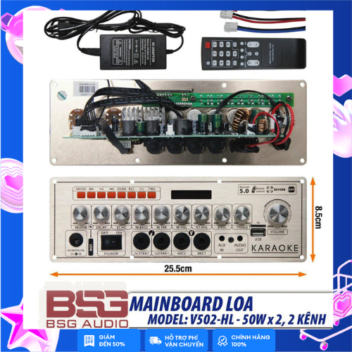 BO MẠCH LOA XÁCH TAY MINI ECHO REVERB 50W X2 (nút nhôm)