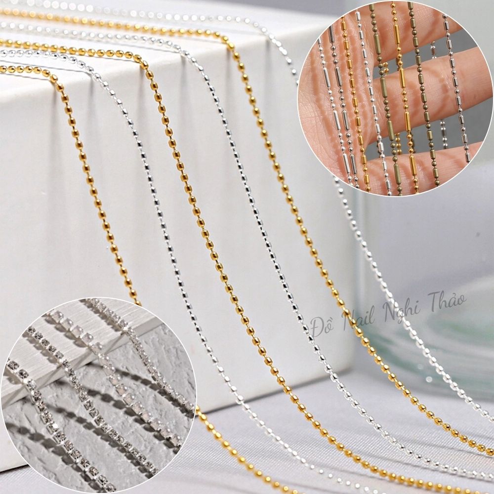Dây bi nail tròn đính móng