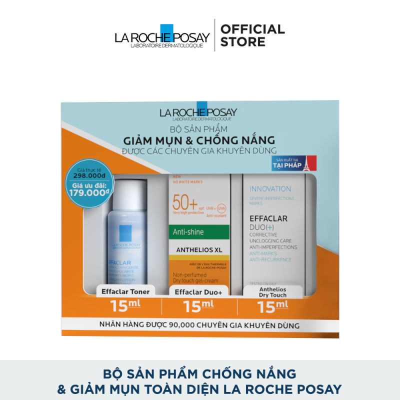 Bộ sản phẩm kem chống nắng và kem dưỡng giảm mụn toàn diện La Roche Posay