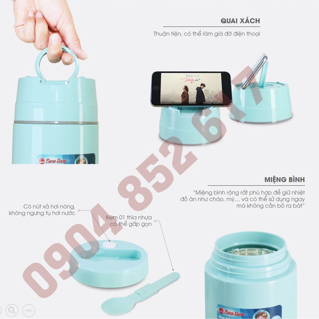 Hộp Đựng Thức Ăn Bình Ủ Cháo Rạng Đông - Hồng tím