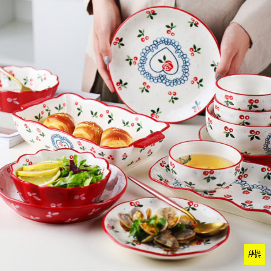 Bát Đĩa Đẹp Phong Cách Hàn Quốc Họa Tiết Cherry