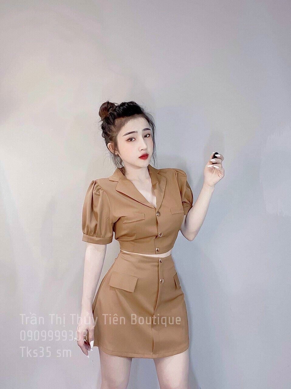 Sét bộ sơ mi croptop dáng vest thời thượng TTSA1025