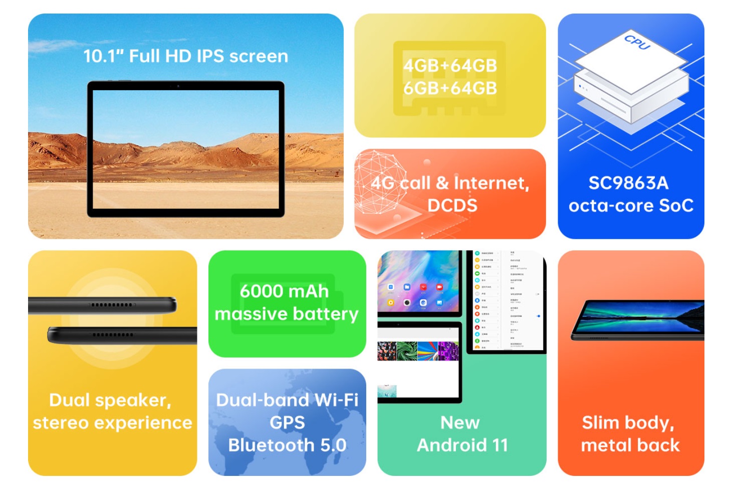 Tablet AlldoCube iplay 20 4G LTE- Android 10 (chip SC9863A/ Ram4/64GB hoặc Ram6G/128G eMMC/10.1 inch Full HD)