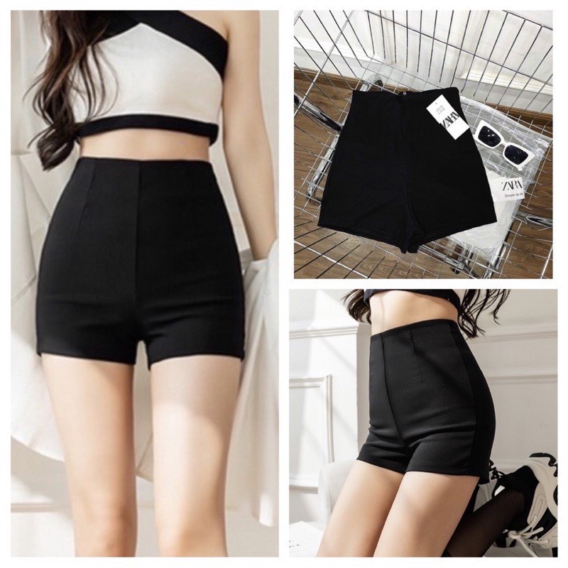 Quần short đùi nữ dance cạp cao lưng cao vải umi co dãn 4 chiều - Quần đùi cạp khoá sau tôn dáng cho nữ