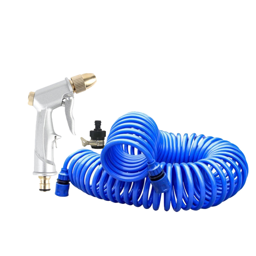 Bộ vòi xịt nước tưới cây đa năng tăng áp lực nước kèm dây tưới dạng lò xo co dãn 701814 loại 10m