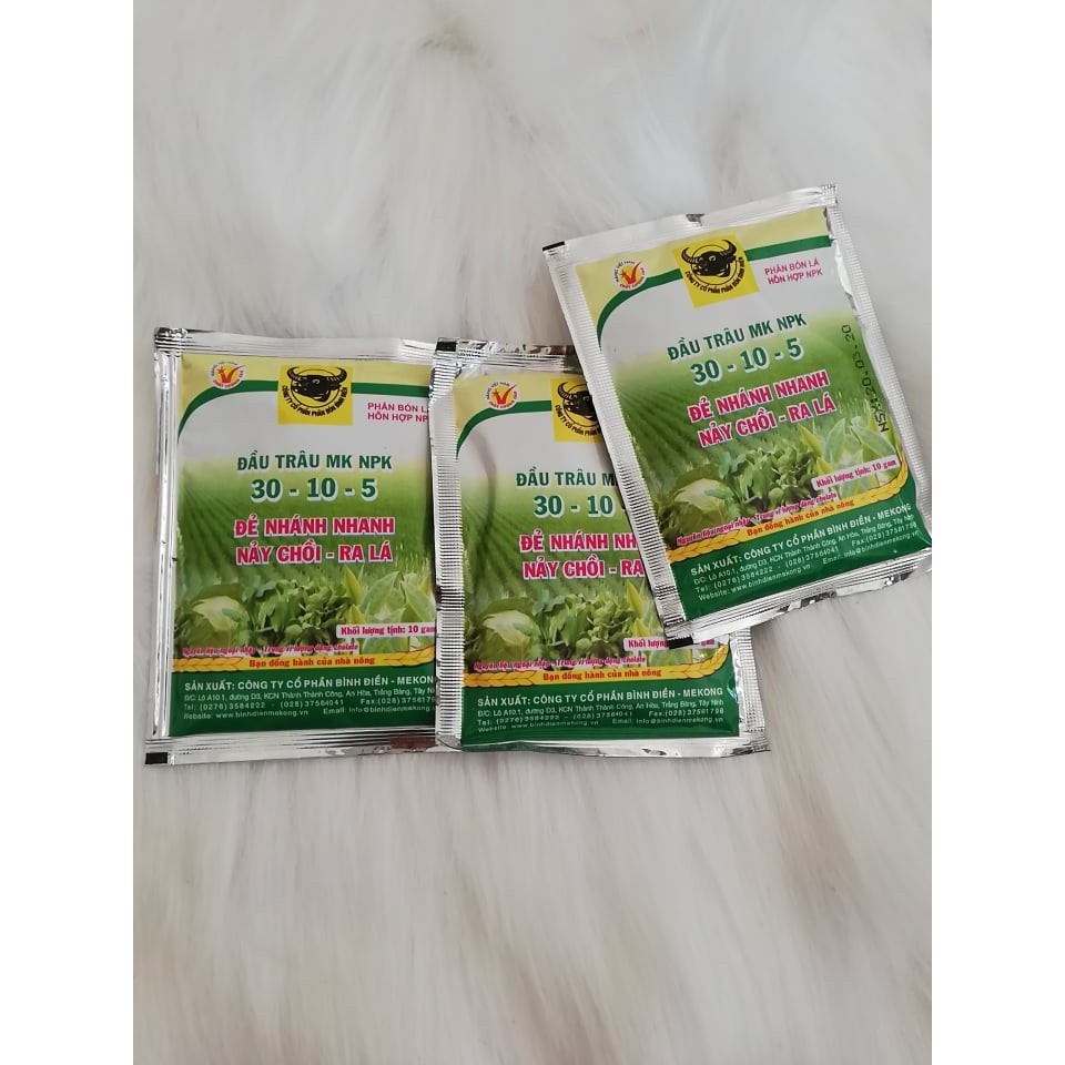 Phân Bón Lá  Đầu Trâu MK NPK 30 - 10 -5 (Nảy Chồi Ra Lá -10Gram)