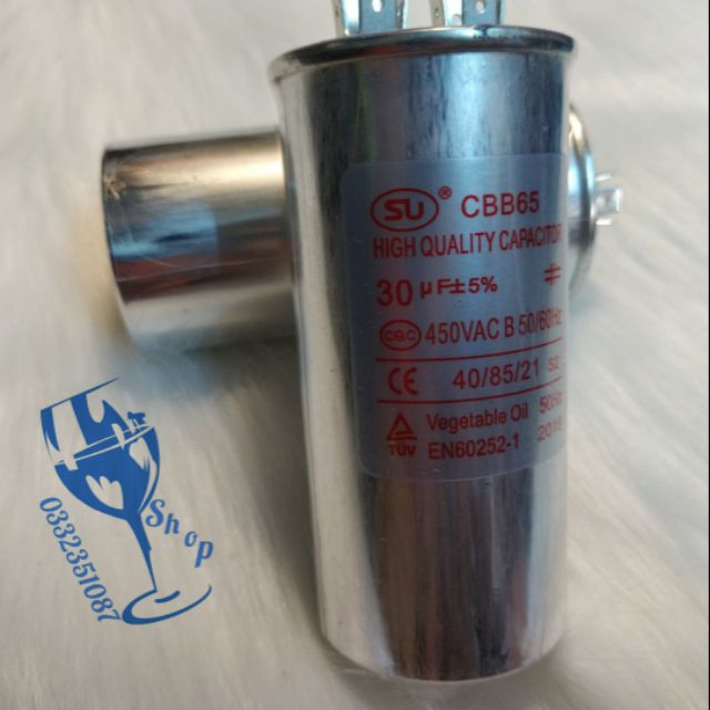 Tụ nhôm 30uf-450v 2 cực hàng tốt su cbb65