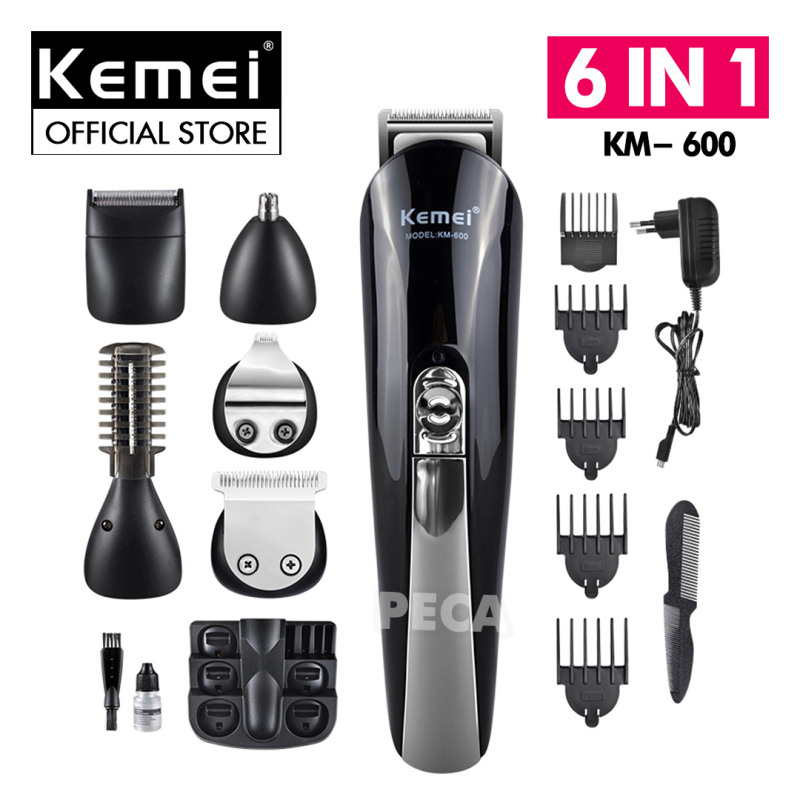 Tông đơ cắt tóc đa năng 11in1 Kemei KM-600 không dây có thể cắt tóc, cạo râu, tỉa lông mũi,... sạc nhanh chỉ 2h - phân phối chính hãng nhập khẩu