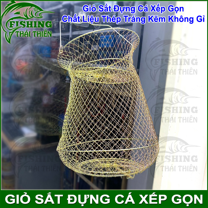 [HCM]Giỏ Rọng Sắt Đựng Cá Xếp Gọn Chất Liệu Thép Tráng Kẽm Không Gỉ Sét Lưới Độ Rộng 1cm Siêu Bền
