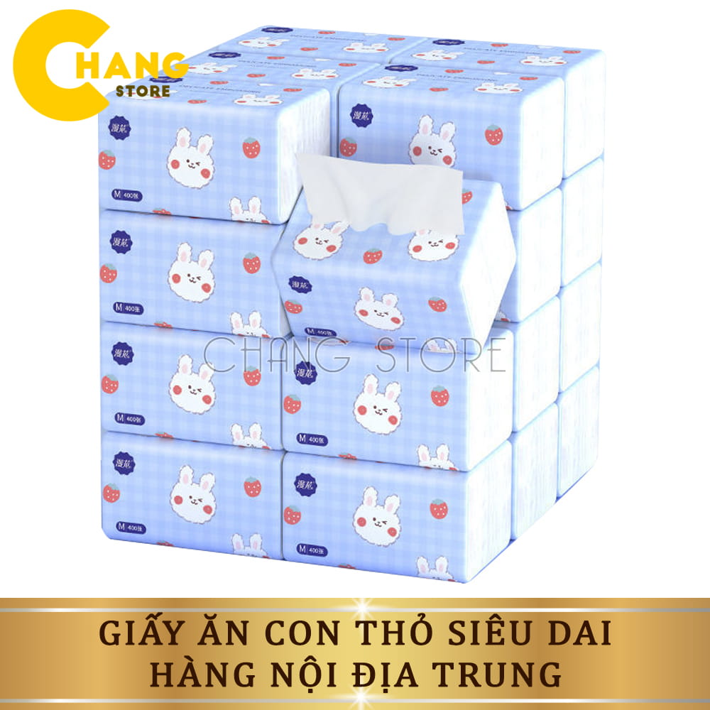 Thùng 40 gói giấy ăn rút hình thỏ siêu dai siêu hót hít, combo 40 gói giấy ăn hình thỏ