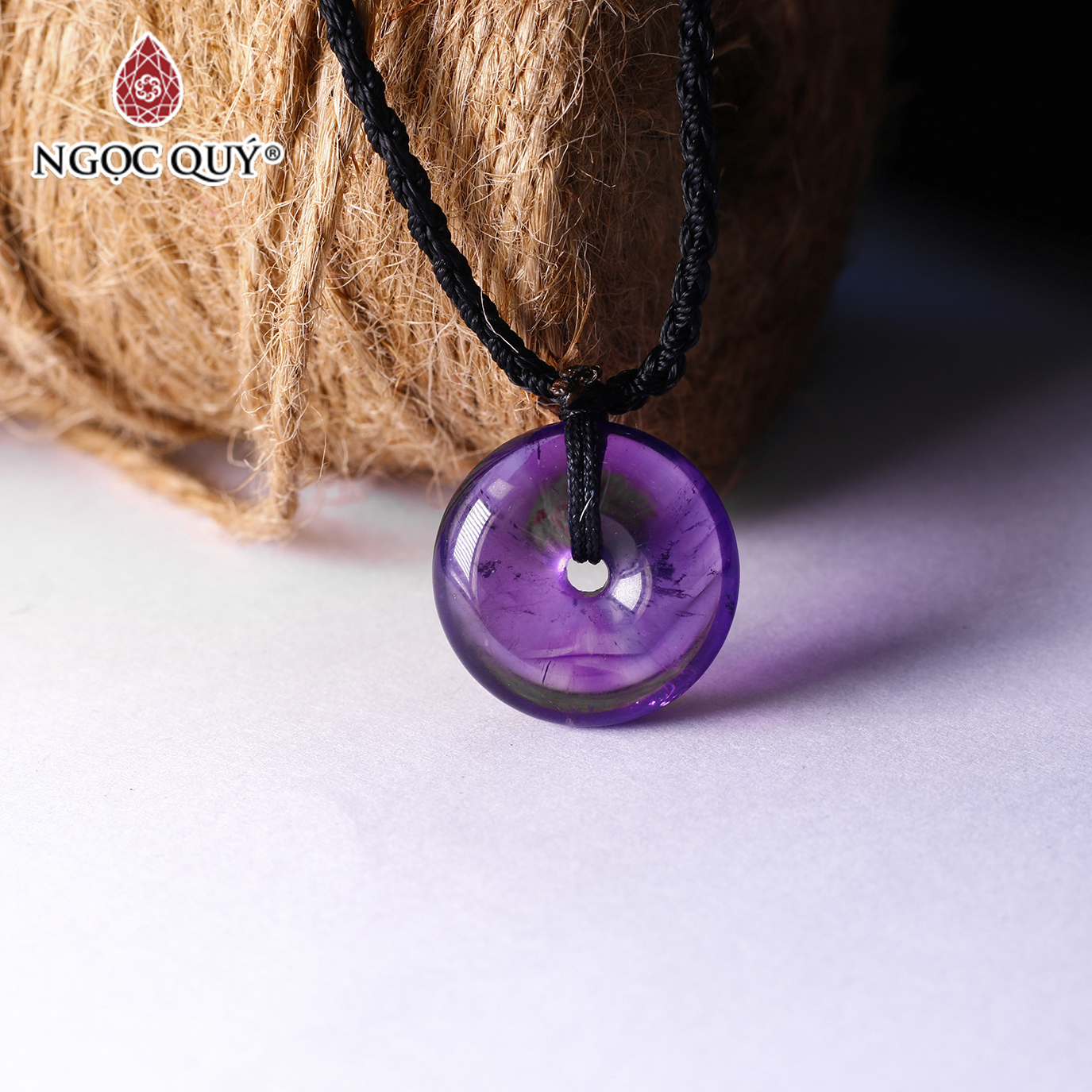 Mặt dây chuyền đồng điếu đá thạch anh tím hợp mệnh hỏa, thổ - Ngọc Quý Gemstones