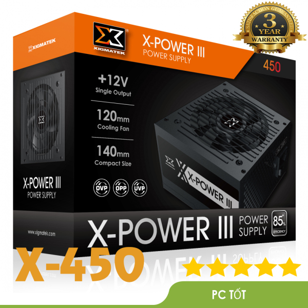 Nguồn Xigmatek X-POWER III 450 (EN41954) - 80PLUS WHITE - Bảo hành 36 tháng