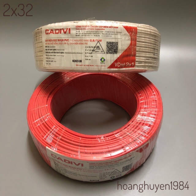 [HCM]Dây điện đôi 2x32 (2x1.0) cadivi 100m