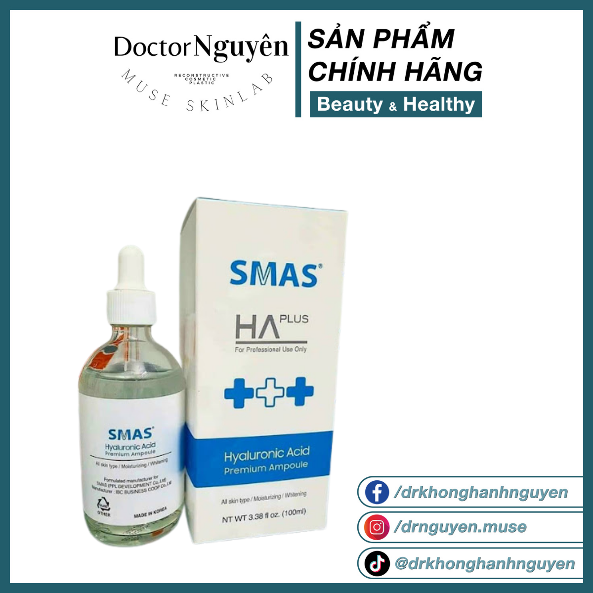 [HÀNG NHẬP KHẨU] Tinh Chất Dưỡng Ẩm Làm Sáng Da SMAS HA Plus (100ml)