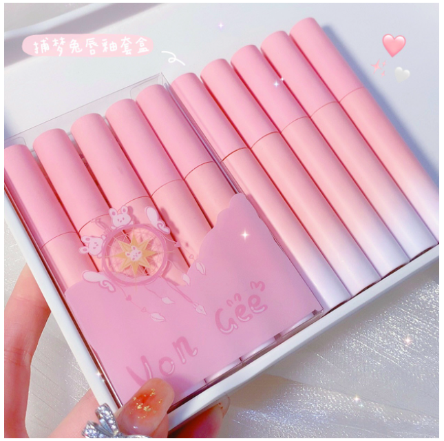 Set 5 Cây Son VONGEE Thỏ Hồng Mịn Mượt Như Nhung Và Không Khô Môi | Set 5 cây son môi kem lì Vongee vỏ hồng mẫu mới cực hot, chất son lâu trôi, mềm môi. Son nội địa trung giá rẻ học sinh |