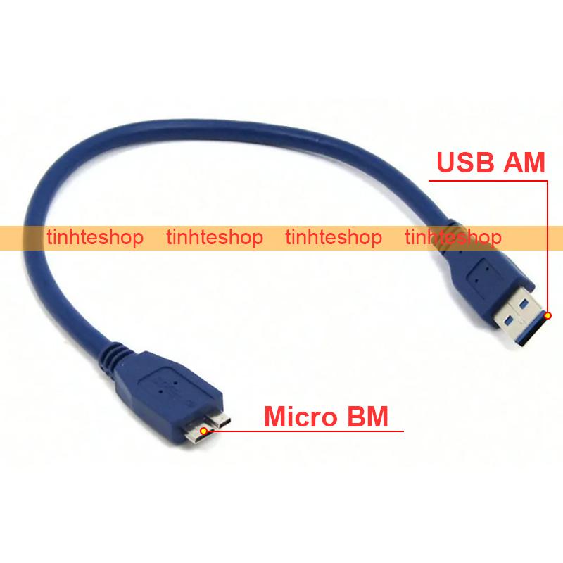 Cáp USB cho ổ cứng di động - Dây USB 3.0 AM - Micro B ngắn 30Cm