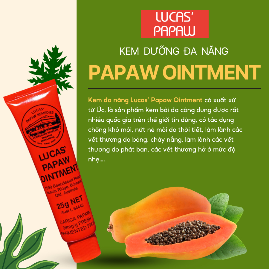 Kem Đa Năng Lucas Papaw Ointment Úc 25gram