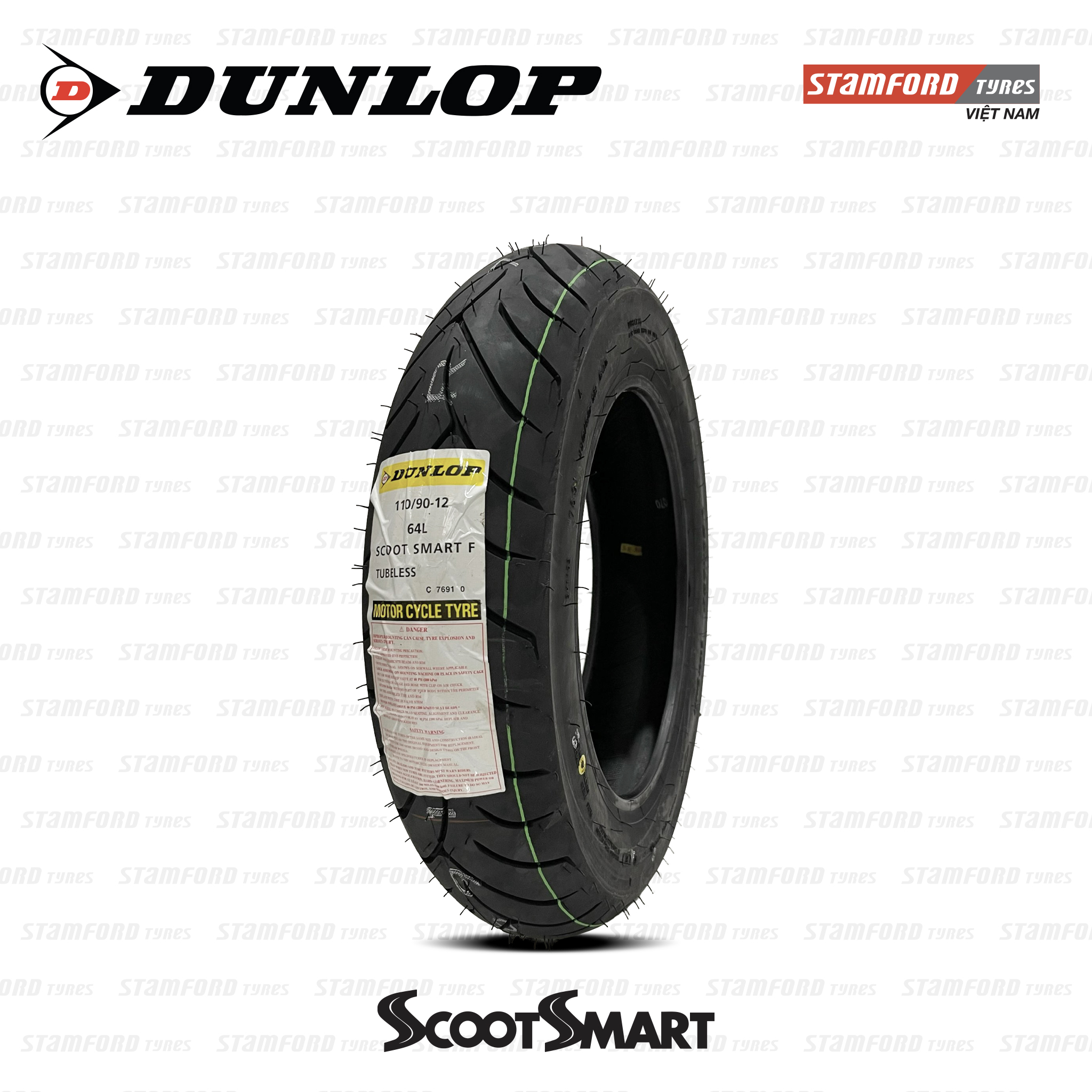 Lốp xe máy SCOOTSMART DUNLOP 110/90-10 61J SC