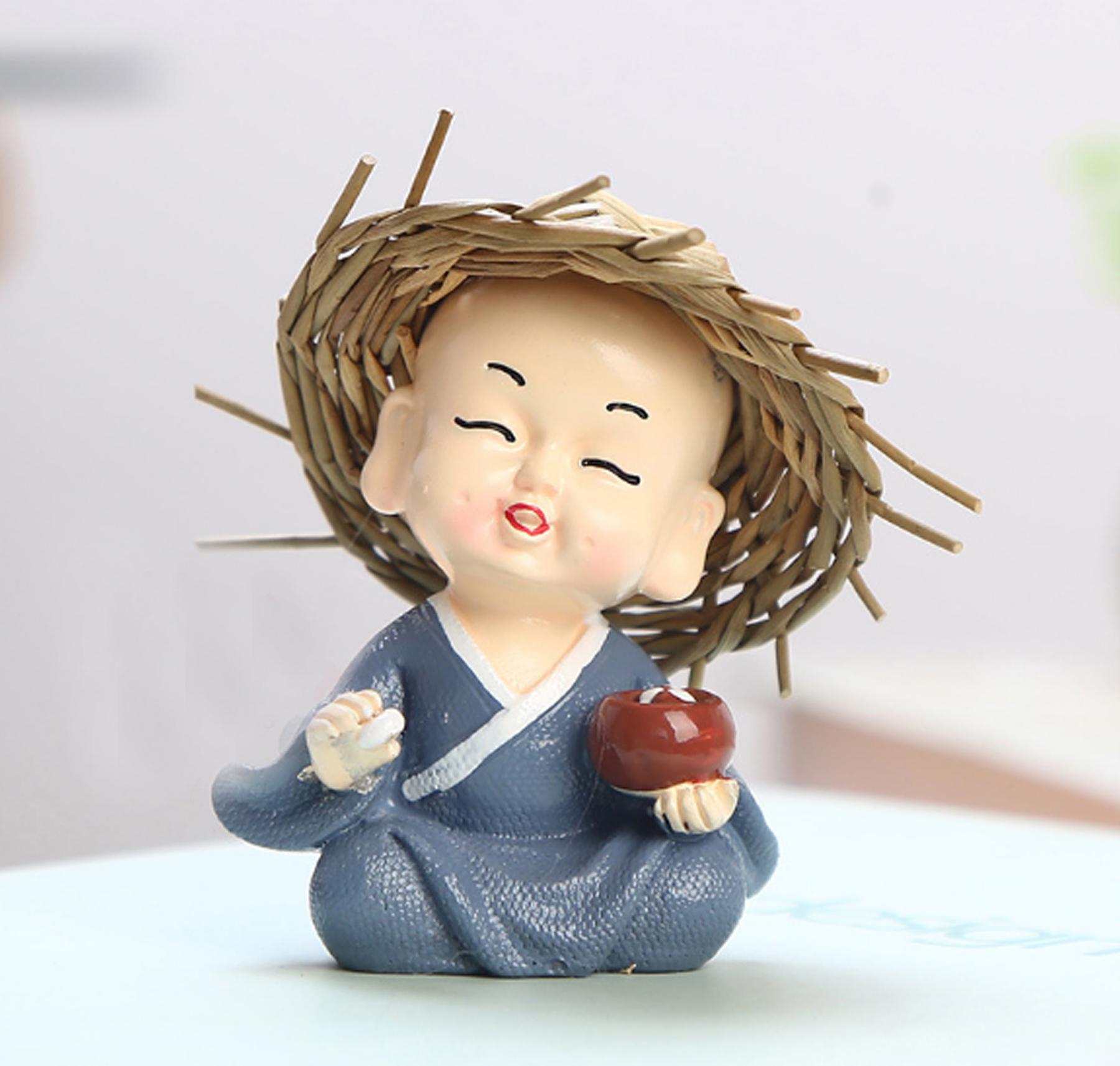 Bộ 4 tượng Cầm Kỳ Thi Họa đội nón rơm