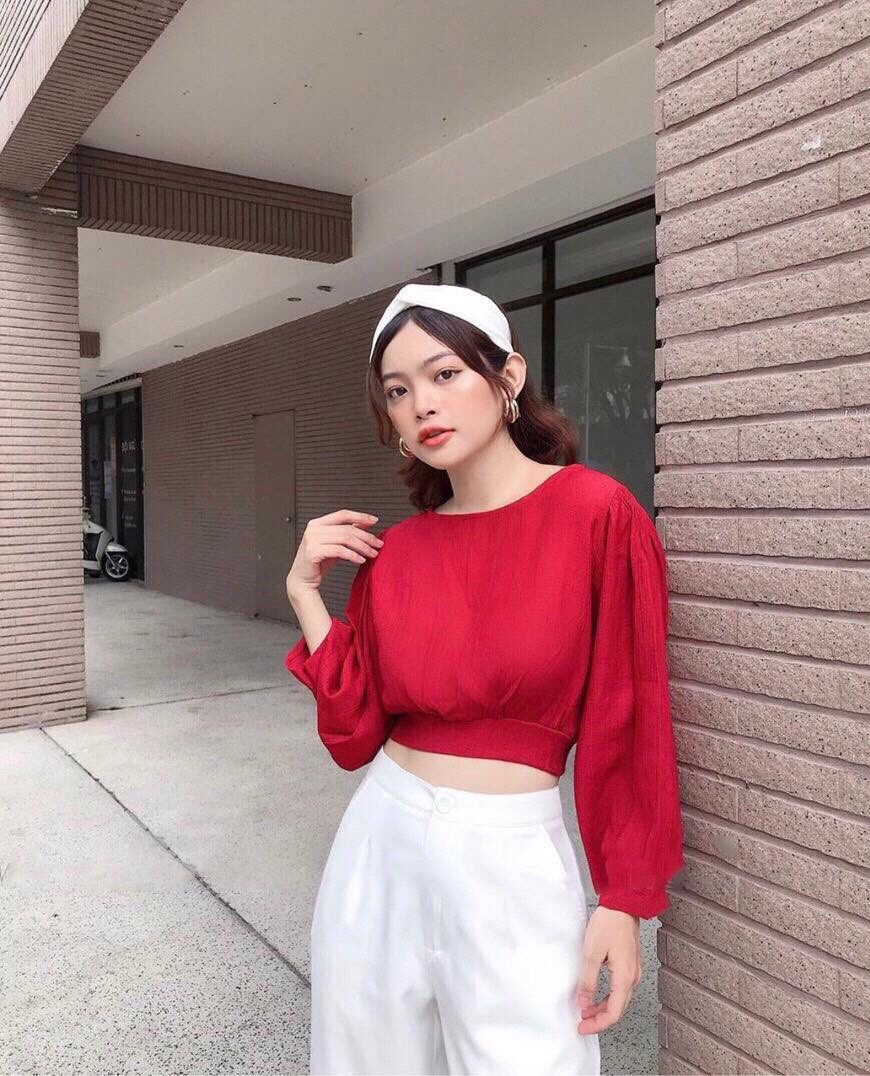 Áo kate tay phồng cột nơ sau-MTB