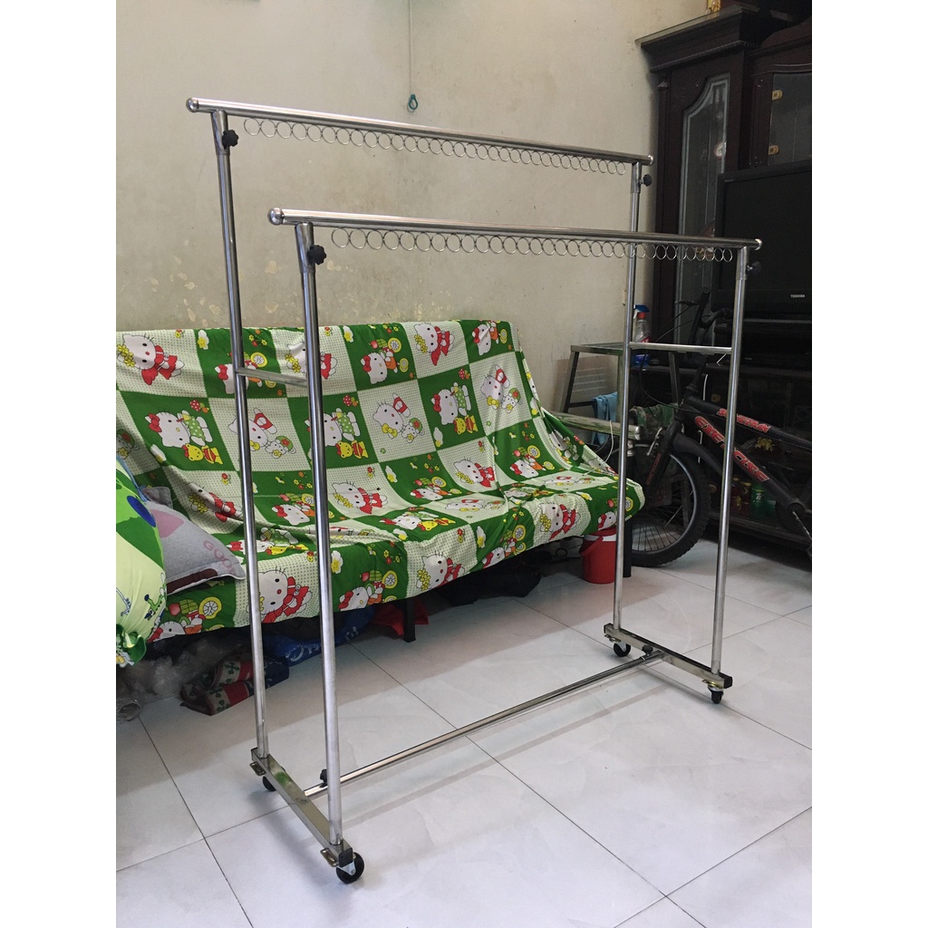 Giàn Sào Phơi Đồ Inox Đôi Chân Vuông Siêu Bền