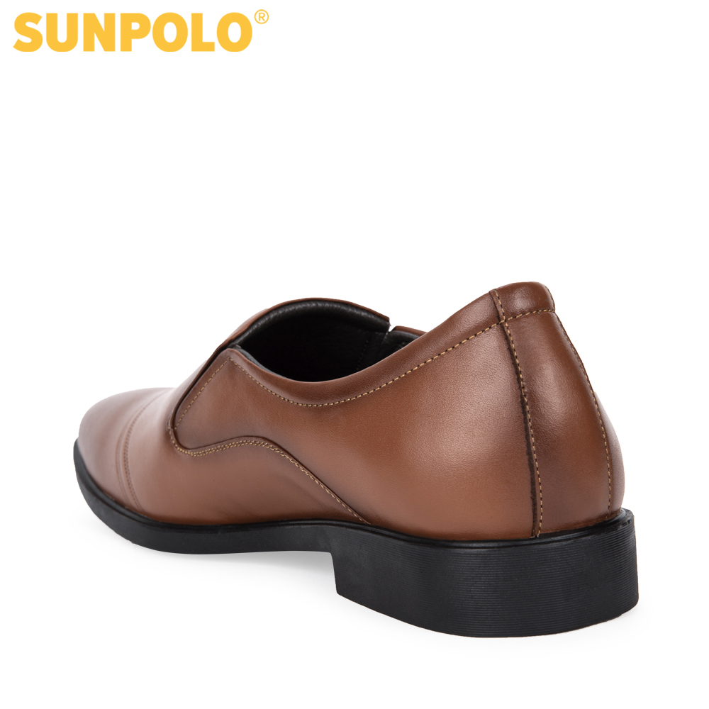 Sunpolo Sph310 Men's Cowhide Office Shoes (Black, Cow Brown)