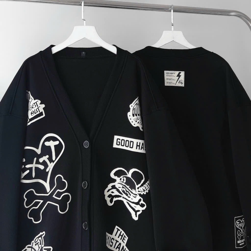 Áo Khoác Cardigan Logo GOOD HABIT Vải Nỉ Mềm Mịn Phong Cách Nhẹ Nhàng Xinh Xắn Cao Cấp mẫu Hot trend - TP824
