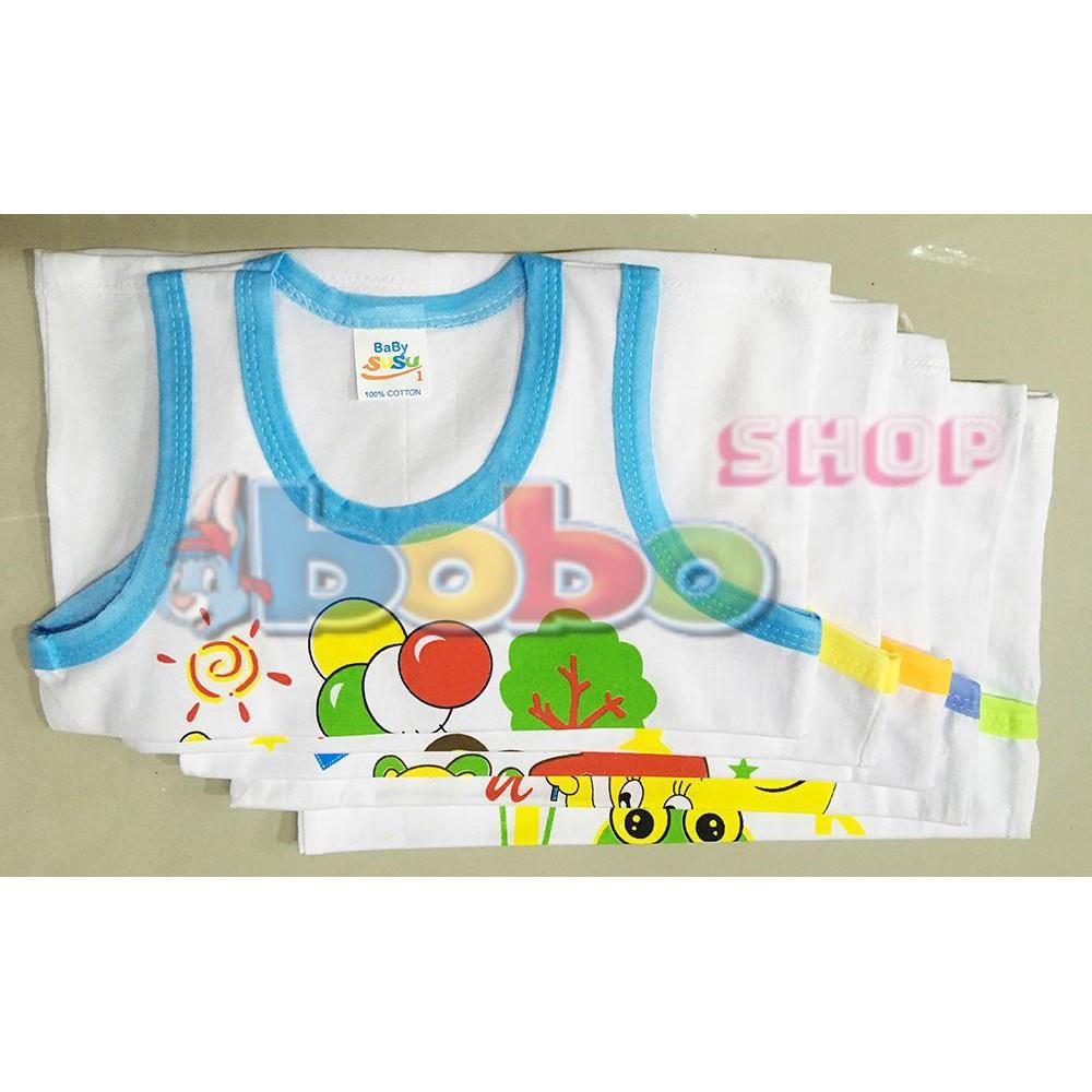 SET 5 Áo ba lỗ trắng viền màu Susu cho bé