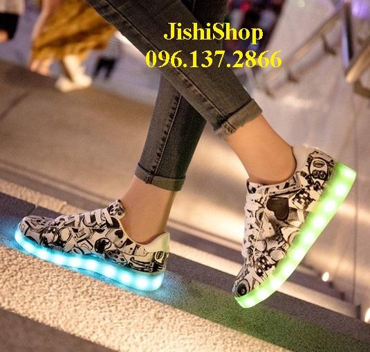 [HCM]GIÀY PHÁT SÁNG 7 MÀU 11 CHẾ ĐỘ ĐÈN LED - ĐEN NHẠT
