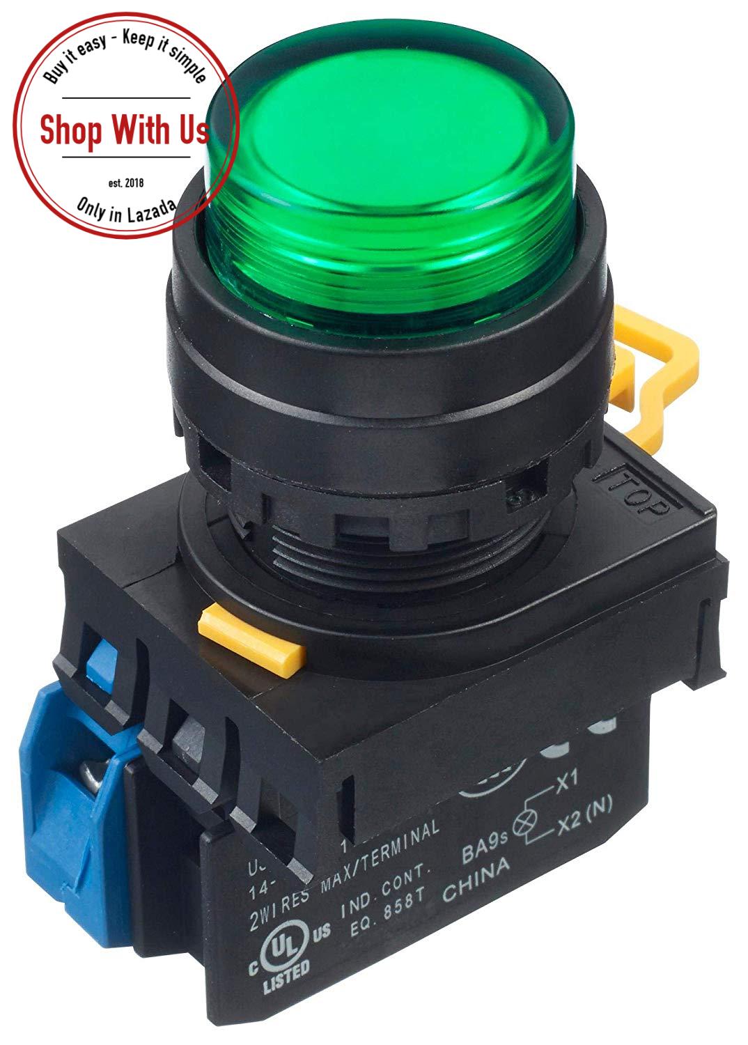 Nút ấn có đèn IDEC - YW1LM2E10QM3 - Nhấn nhả_220V_1NO/NC_22mm