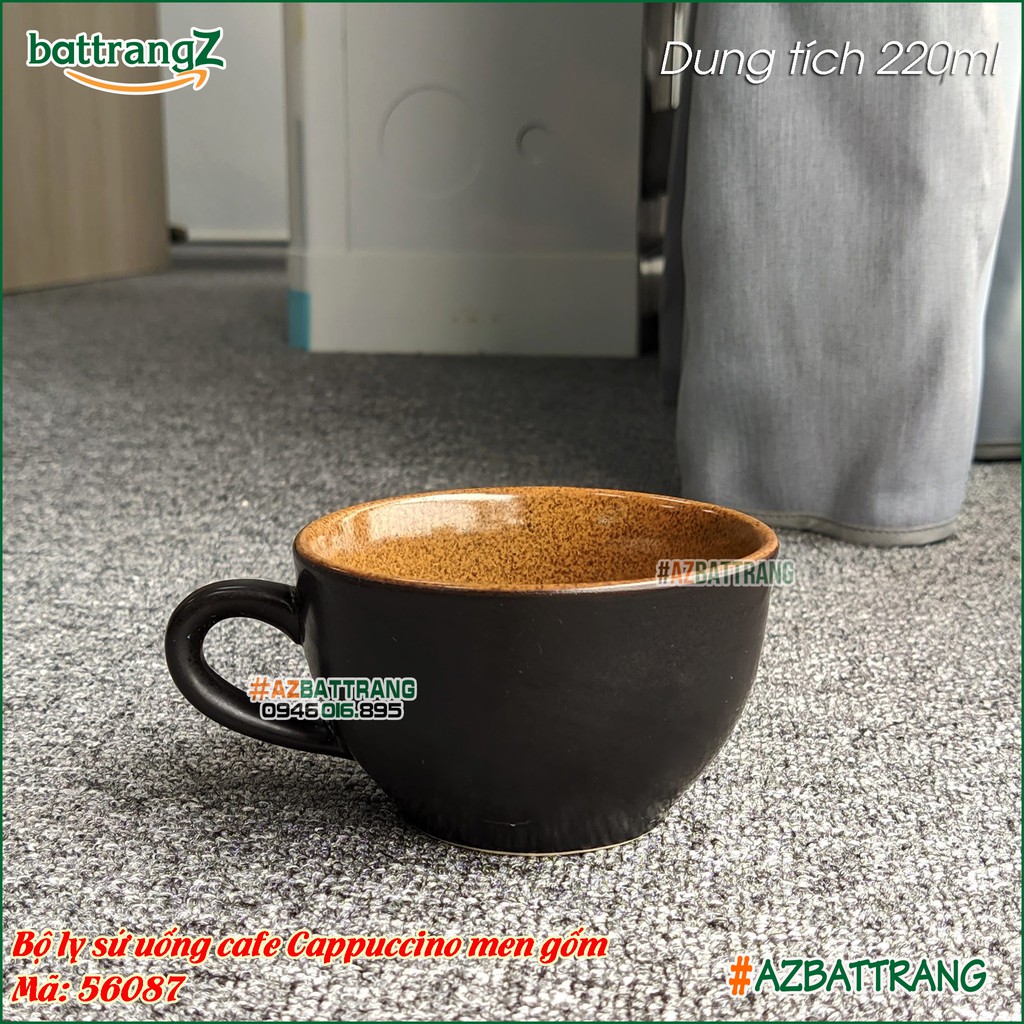 Ly sứ uống cafe Cappuccino men gốm Bát Tràng AZ