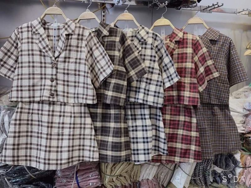 Sét váy kẻ nhiều màu siêu hót / set áo vest và chân váy kẻ vintage