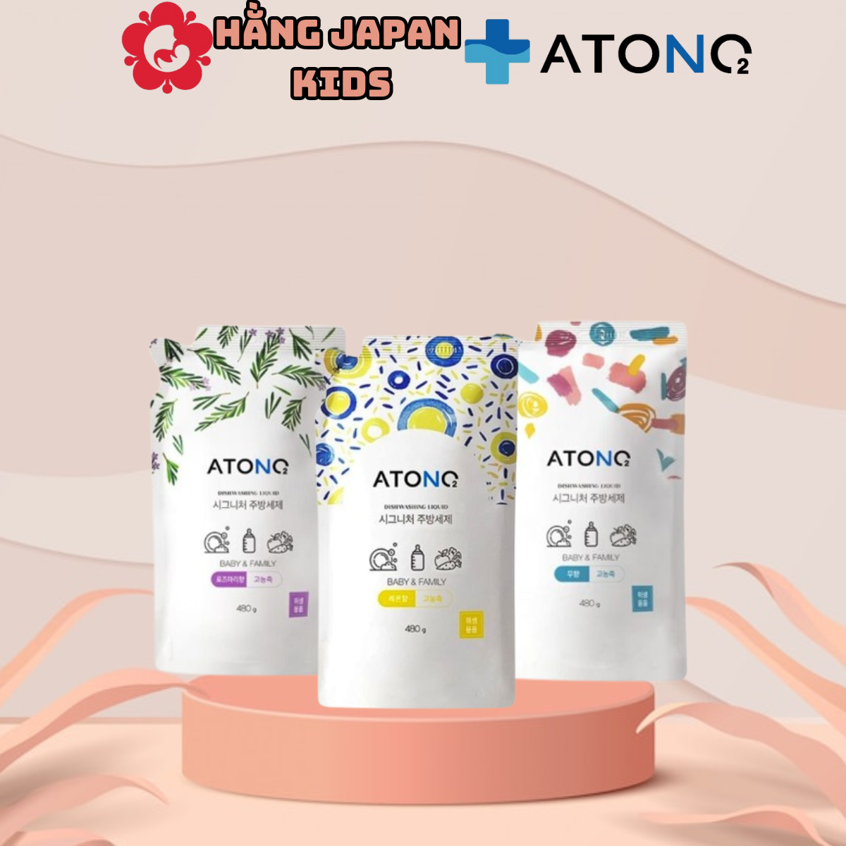 Nước rửa bình sữa, chén bát đậm đặc thuần chay ATONO2 Hàn Quốc, nước rửa rau củ quả cho bé