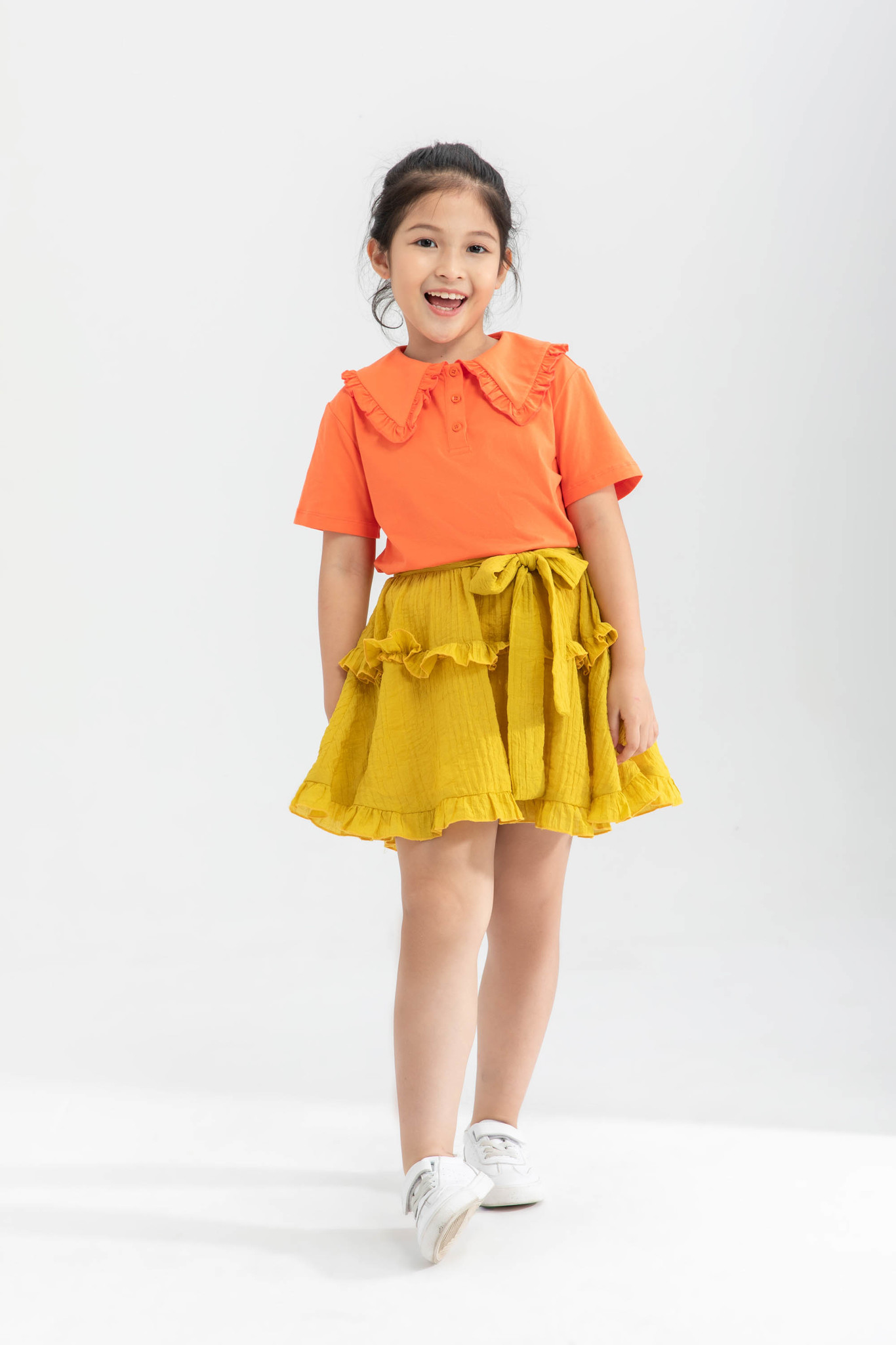 Áo thun cổ bèo bé gái ivy moda ms 57g1218