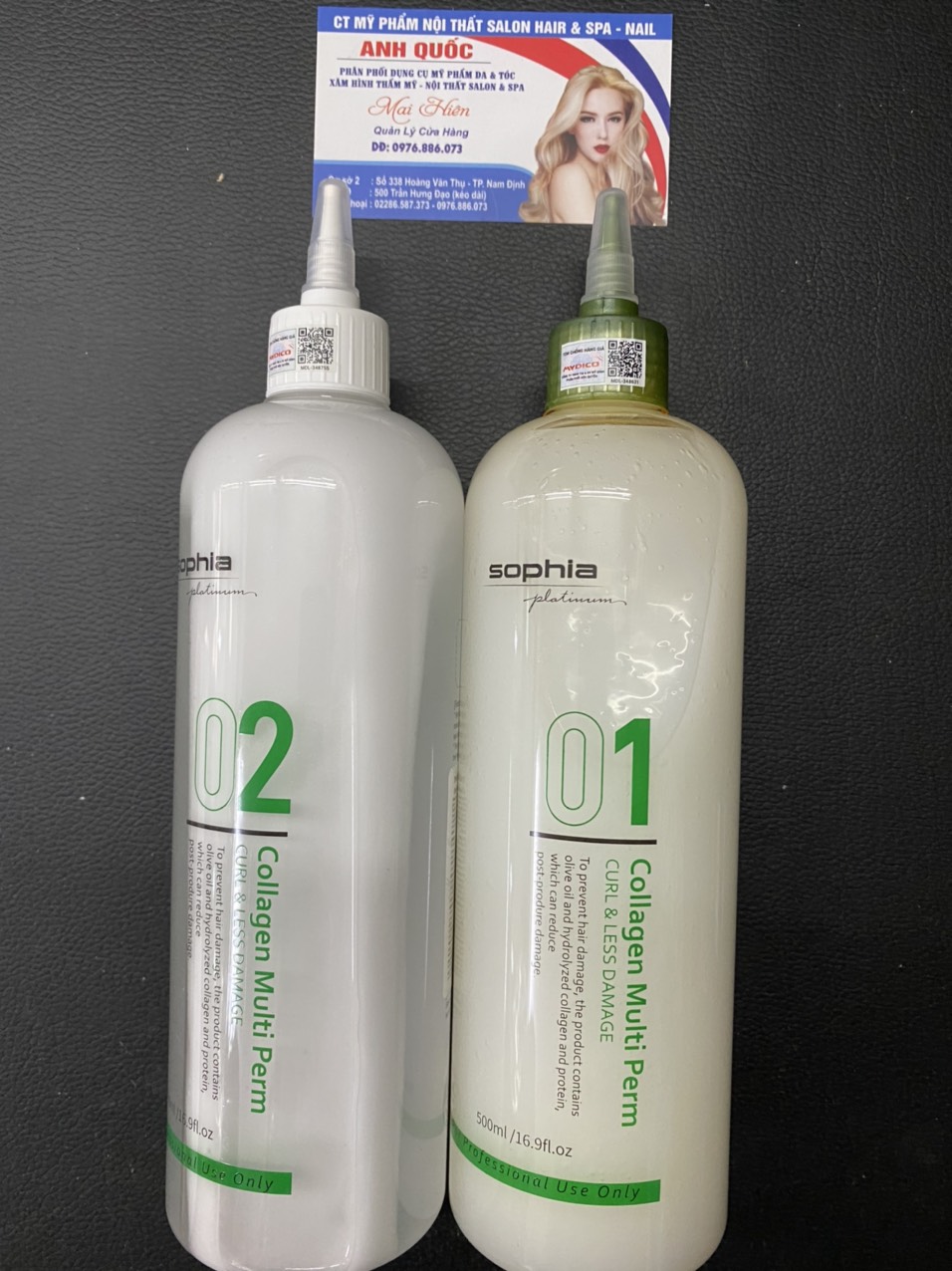 Kem uốn đa năng Sophia Platinum Collagen Multi Perm 500ml x2-uốn nóng- uốn lạnh
