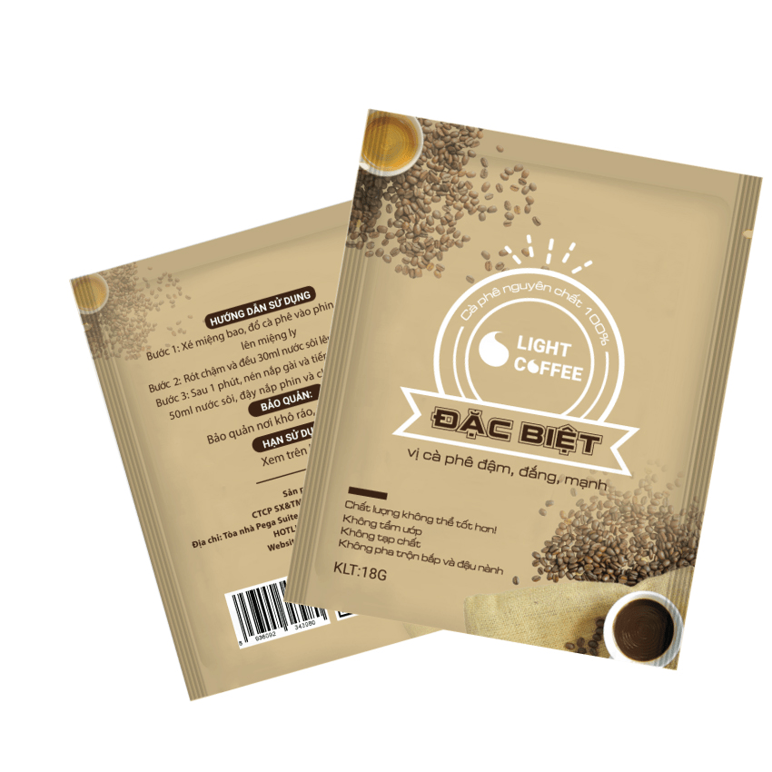 [HCM]Cà phê Đặc biệt pha phin Light Coffee túi giấy tiện lợi - Túi 18g