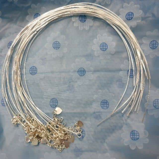 Chỉ bạc lõi dây bạc làm vòng tay xỏ đá dài 20cm