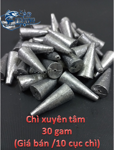 10 Cục Chì Xuyên Tâm 30g câu cá siêu rẻ