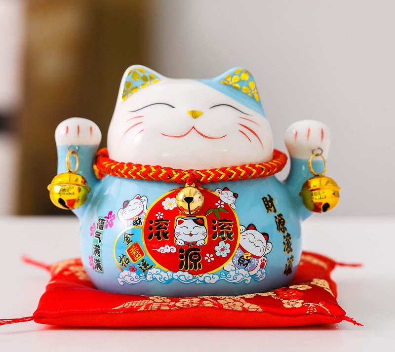 Mèo thần tài Ngũ Phúc Lâm Môn 10cm
