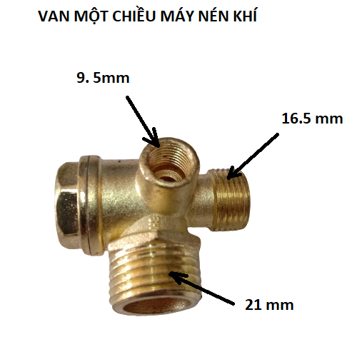 Van một chiều máy nén khí chân thân nhỏ - Ren 21-16-10 mm