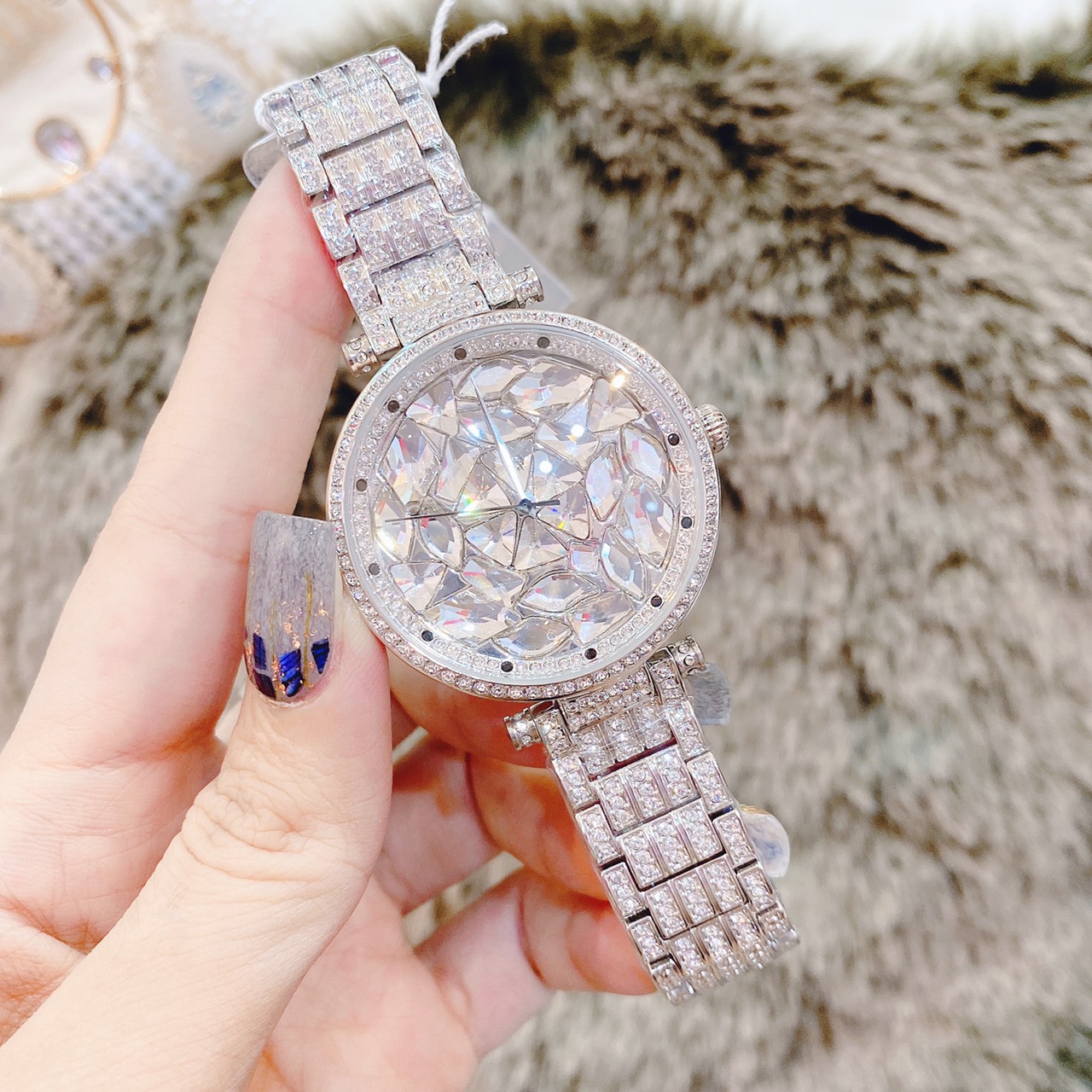 [HCM]Đồng Hồ Davena Bling Nữ Mặt Đá Silver 39mm Chính Hãng