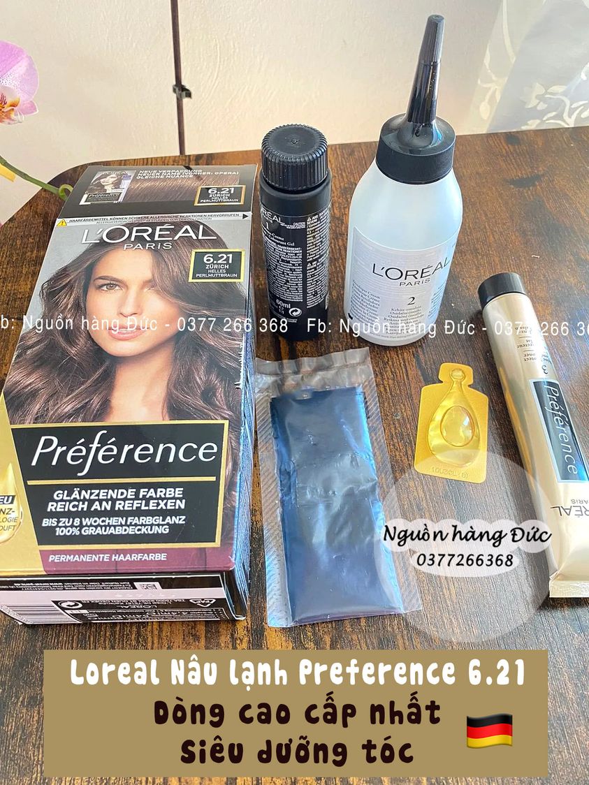 [Cao cấp] Thuốc nhuộm tóc Loreal Nâu lạnh Preference 6.21 chuẩn Đức- Nguồn hàng Đức