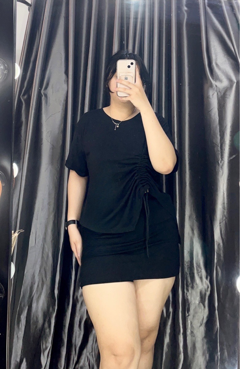 Áo Thun BIGISZE kiểu rút dây 1 bên ( mẫu shop tự chụp ).