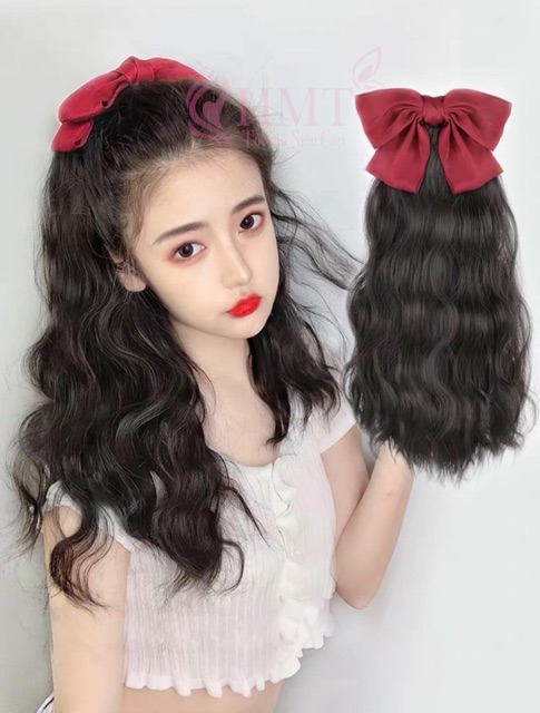 Tóc giả cột xù kèm nơ ❤️FREESHIP❤️ tóc giả cột