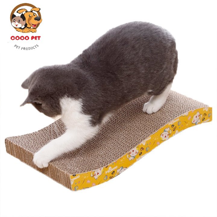 Bàn cào móng cho mèo hình lượn sóng (tặng kèm catnip), giúp móng mèo luôn trong hiện trạng thấp nhất