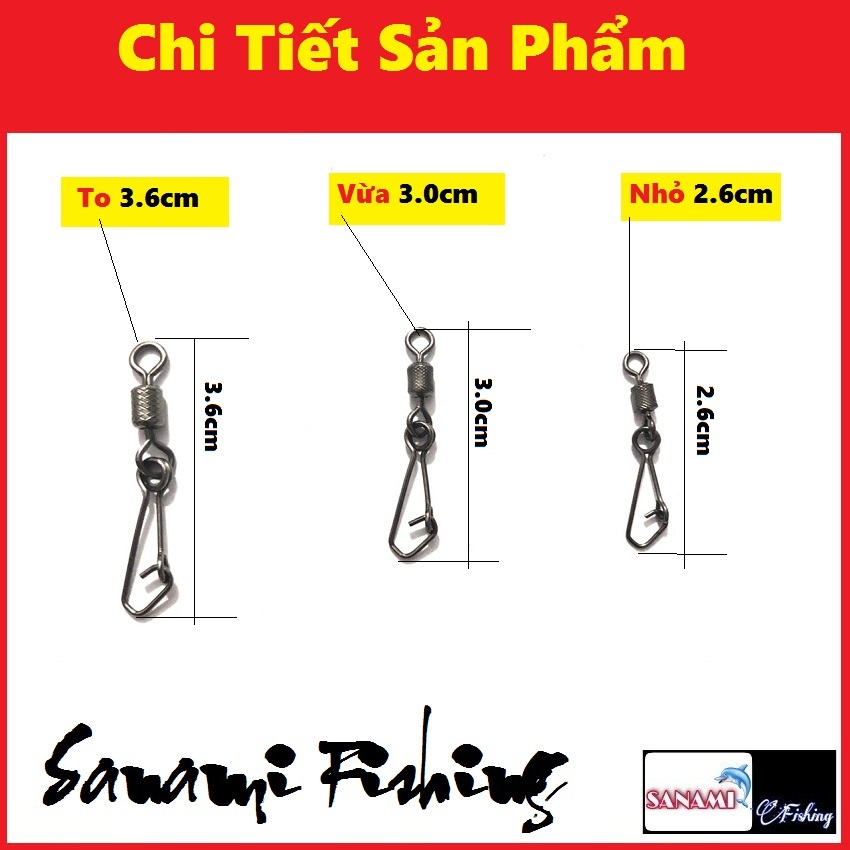 Khóa link chống xoay câu cá cao cấp thép đen siêu chịu lực - SANAMI FISHING